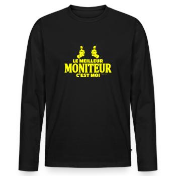 Le meilleur moniteur c'est moi - T-shirt manches longues Premium bio Homme - noir - Devant - Nico (187cm)