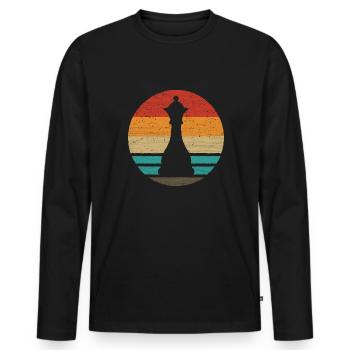 Checker Chess Piece Retro Style Vintage - Men's Premium Organic Long Sleeve Shirt - black - Front - Nico (187cm)