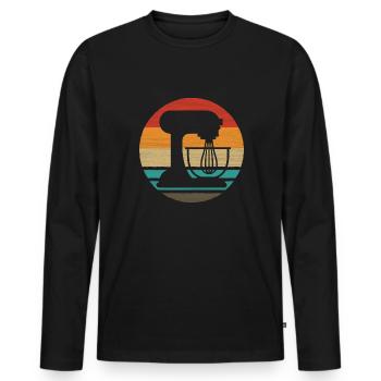Backen Retro Style Vintage - Männer Premium Bio Langarmshirt - Schwarz - Vorne - Nico (187cm)