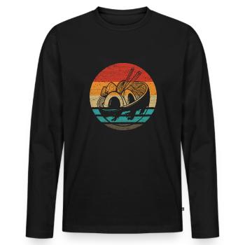 Ramen Retro Style Vintage - Men's Premium Organic Long Sleeve Shirt - black - Front - Nico (187cm)