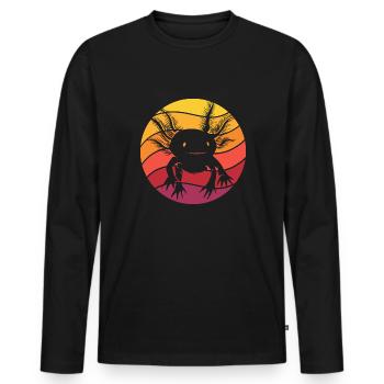 Axolotl Retro Style Vintage - T-shirt manches longues Premium bio Homme - noir - Devant - Nico (187cm)