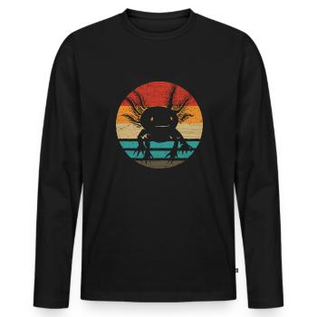Axolotl Retro Style Vintage - T-shirt manches longues Premium bio Homme - noir - Devant - Nico (187cm)