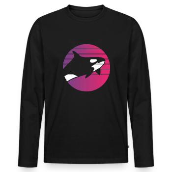 Orca Retro Style Vintage - Men's Premium Organic Long Sleeve Shirt - black - Front - Nico (187cm)
