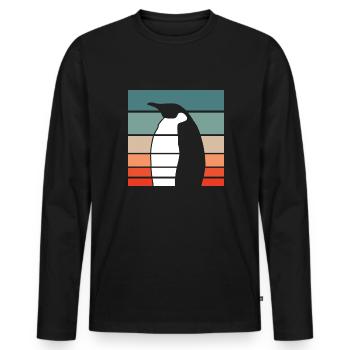 Pinguin Retro Style Vintage - Männer Premium Bio Langarmshirt - Schwarz - Vorne - Nico (187cm)