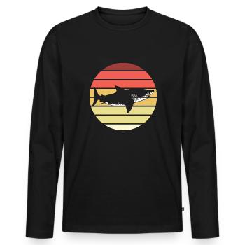 Hai Retro Style Vintage - T-shirt manches longues Premium bio Homme - noir - Devant - Nico (187cm)
