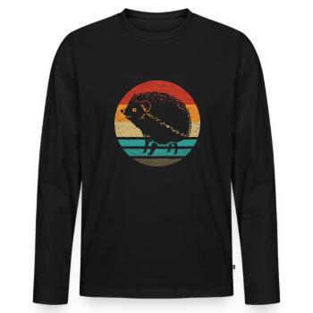 Igel Retro Style Vintage - Männer Premium Bio Langarmshirt - Schwarz - Vorne - Nico (187cm)