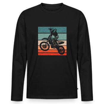 Motocross Retro Style Vintage - Men's Premium Organic Long Sleeve Shirt - black - Front - Nico (187cm)