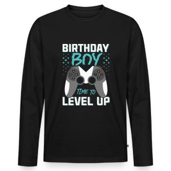 Geburtstagskind Zeit, um Videospiel Geburtstag zu verbessern - Männer Premium Bio Langarmshirt - Schwarz - Vorne - Nico (187cm)