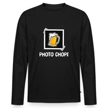 photo chope - T-shirt manches longues Premium bio Homme - noir - Devant - Nico (187cm)