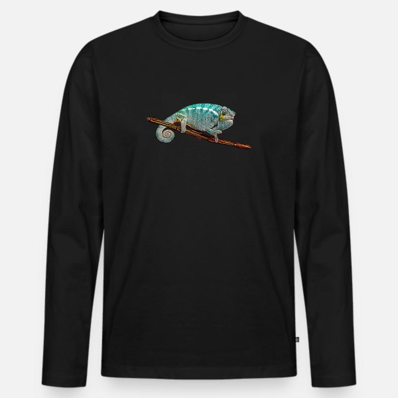 Chamäleon - Männer Premium Bio Langarmshirt - Schwarz