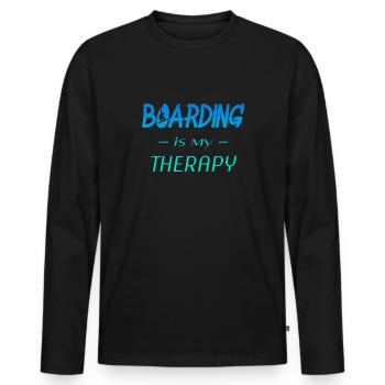 boarding is my therapy - Männer Premium Bio Langarmshirt - Schwarz - Vorne - Nico (187cm)