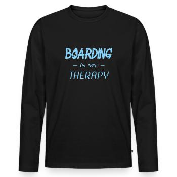 boarding is my therapy - Männer Premium Bio Langarmshirt - Schwarz - Vorne - Nico (187cm)