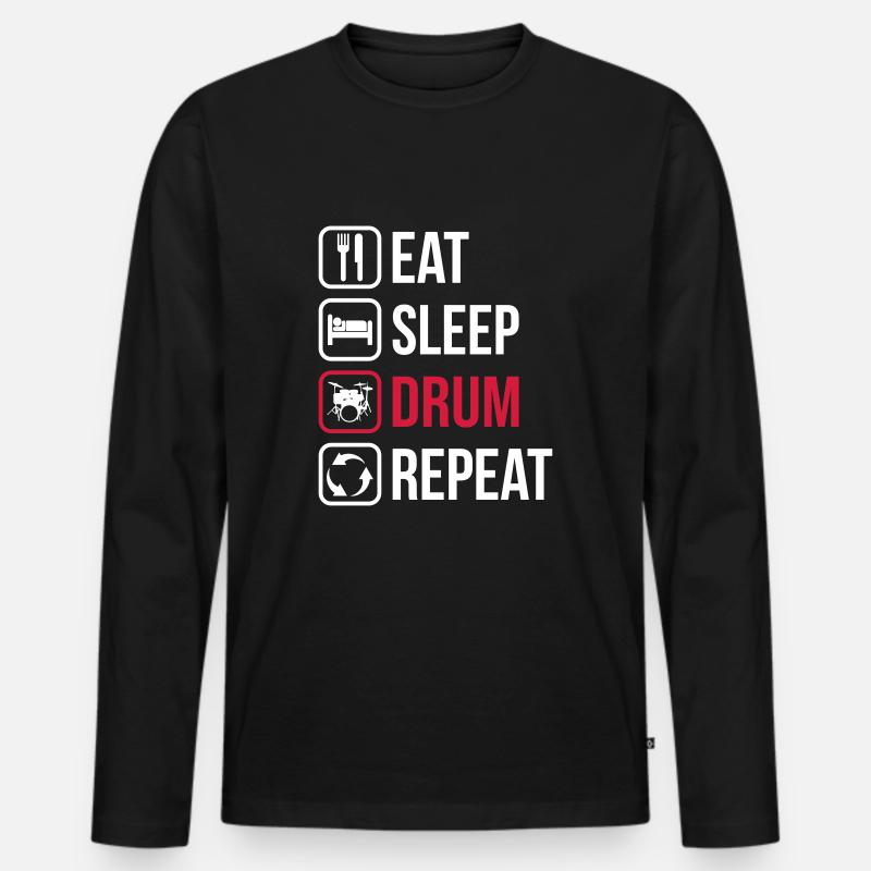 Eat Sleep Drum Repeat - Männer Premium Bio Langarmshirt - Schwarz