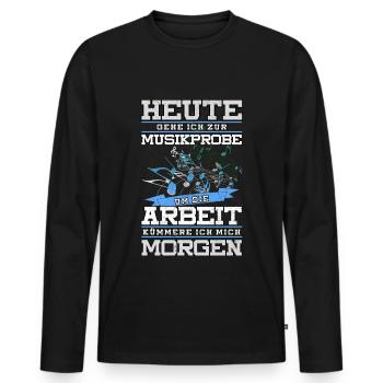 Blaskapelle Blasmusik Noten Shirt Geschenk - Männer Premium Bio Langarmshirt - Schwarz - Vorne - Nico (187cm)