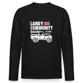 Landy Community - T-shirt manches longues Premium bio Homme - noir - Devant - Nico (187cm)