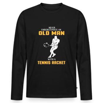 Tennis Racket Geschenkidee Tennisspiel Tennisball - Männer Premium Bio Langarmshirt - Schwarz - Vorne - Nico (187cm)