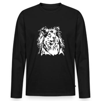 Langhaar Collie Hundeportrait Hunde Hund Wilsigns - Männer Premium Bio Langarmshirt - Schwarz - Vorne - Nico (187cm)
