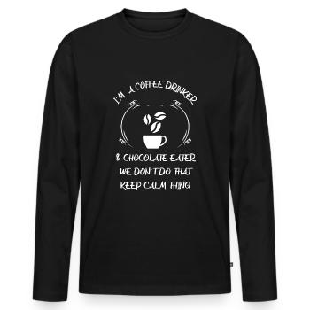 Café, expresso, café et chocolat - T-shirt manches longues Premium bio Homme - noir - Devant - Nico (187cm)