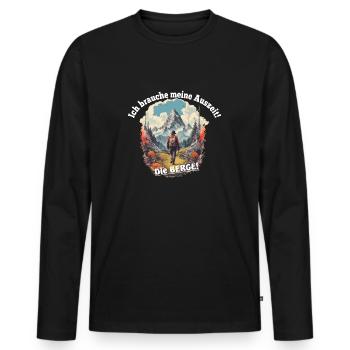 Wandern Auszeit in der Natur und den Bergen - Männer Premium Bio Langarmshirt - Schwarz - Vorne - Nico (187cm)