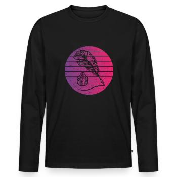 Écriture de style rétro vintage - T-shirt manches longues Premium bio Homme - noir - Devant - Nico (187cm)