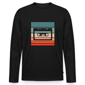 Cassette Retro Style Vintage - T-shirt manches longues Premium bio Homme - noir - Devant - Nico (187cm)