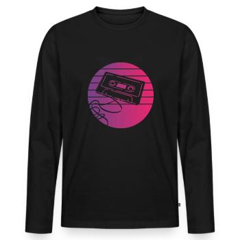 Cassette Retro Style Vintage - T-shirt manches longues Premium bio Homme - noir - Devant - Nico (187cm)