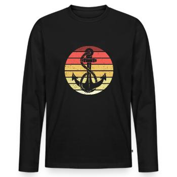 Anker Retro Style Vintage - Männer Premium Bio Langarmshirt - Schwarz - Vorne - Nico (187cm)