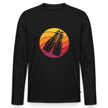 Plongée Rétro Style Vintage - T-shirt manches longues Premium bio Homme - noir - Devant - Nico (187cm)