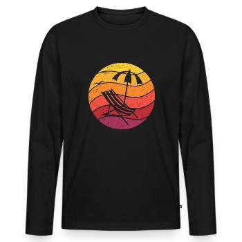 Urlaub Retro Style Vintage - Männer Premium Bio Langarmshirt - Schwarz - Vorne - Nico (187cm)
