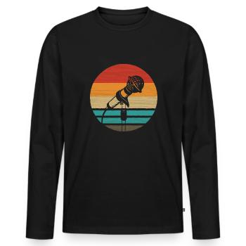 Microphone Retro Style Vintage - T-shirt manches longues Premium bio Homme - noir - Devant - Nico (187cm)