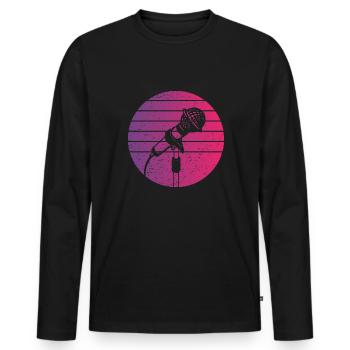 Microphone Retro Style Vintage - T-shirt manches longues Premium bio Homme - noir - Devant - Nico (187cm)