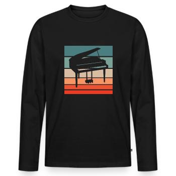 Piano Retro Style Vintage - T-shirt manches longues Premium bio Homme - noir - Devant - Nico (187cm)