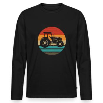 Traktor Retro Style Vintage - Männer Premium Bio Langarmshirt - Schwarz - Vorne - Nico (187cm)