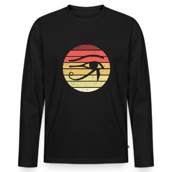 Eye Of Horus Retro Style Vintage - Männer Premium Bio Langarmshirt - Schwarz - Vorne - Nico (187cm)