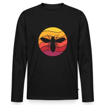 Honey Bee Retro Style Vintage - Men's Premium Organic Long Sleeve Shirt - black - Front - Nico (187cm)