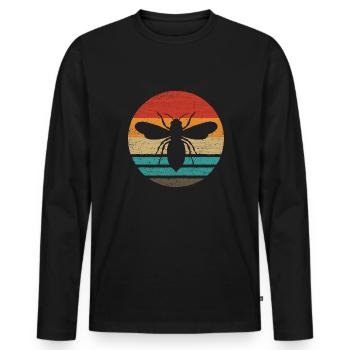 Honey Bee Retro Style Vintage - Men's Premium Organic Long Sleeve Shirt - black - Front - Nico (187cm)