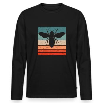 Honey Bee Retro Style Vintage - Men's Premium Organic Long Sleeve Shirt - black - Front - Nico (187cm)