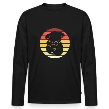 Koala Retro Style Vintage - T-shirt manches longues Premium bio Homme - noir - Devant - Nico (187cm)