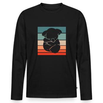 Koala Retro Style Vintage - T-shirt manches longues Premium bio Homme - noir - Devant - Nico (187cm)
