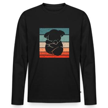 Koala Retro Style Vintage - T-shirt manches longues Premium bio Homme - noir - Devant - Nico (187cm)