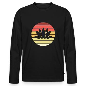 Lotus Retro Style Vintage - T-shirt manches longues Premium bio Homme - noir - Devant - Nico (187cm)