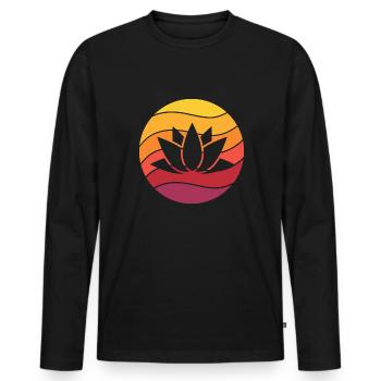 Lotus Retro Style Vintage - T-shirt manches longues Premium bio Homme - noir - Devant - Nico (187cm)