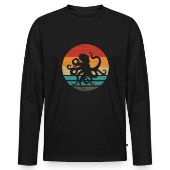 Octopus Retro Style Vintage - Men's Premium Organic Long Sleeve Shirt - black - Front - Nico (187cm)