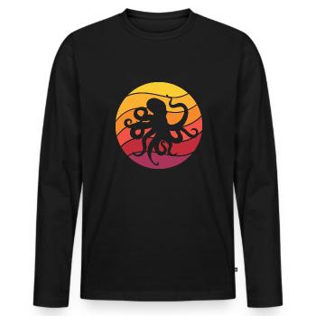 Octopus Retro Style Vintage - Men's Premium Organic Long Sleeve Shirt - black - Front - Nico (187cm)
