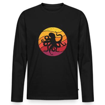 Octopus Retro Style Vintage - Men's Premium Organic Long Sleeve Shirt - black - Front - Nico (187cm)