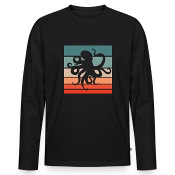 Octopus Retro Style Vintage - Men's Premium Organic Long Sleeve Shirt - black - Front - Nico (187cm)