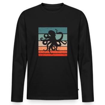 Octopus Retro Style Vintage - Men's Premium Organic Long Sleeve Shirt - black - Front - Nico (187cm)