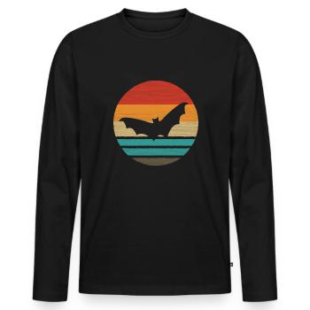 Bat Retro Style Vintage - T-shirt manches longues Premium bio Homme - noir - Devant - Nico (187cm)
