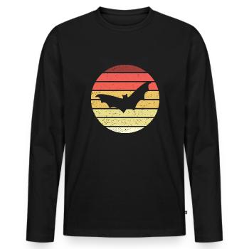 Bat Retro Style Vintage - T-shirt manches longues Premium bio Homme - noir - Devant - Nico (187cm)