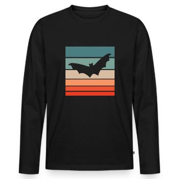 Bat Retro Style Vintage - T-shirt manches longues Premium bio Homme - noir - Devant - Nico (187cm)